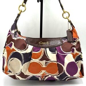 Coach Ashley Scarf Print Hobo 2008 ✔️Authentic, Purple Orange Brown F20063 EUC